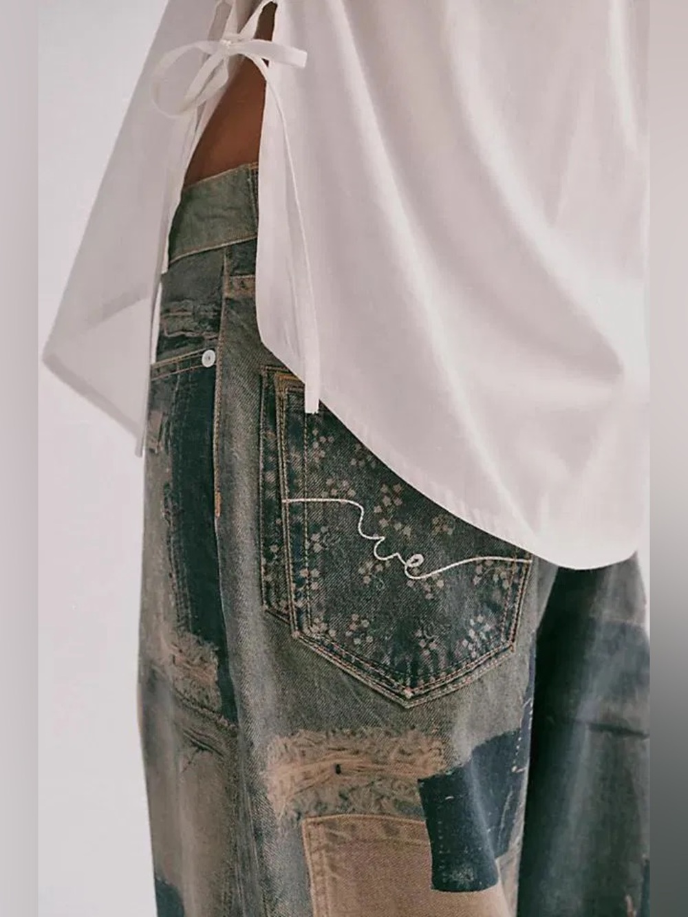 NWT! Free People We The Free Illusions Printed Relaxed Jeans Sz 27 - Picture 6 of 7